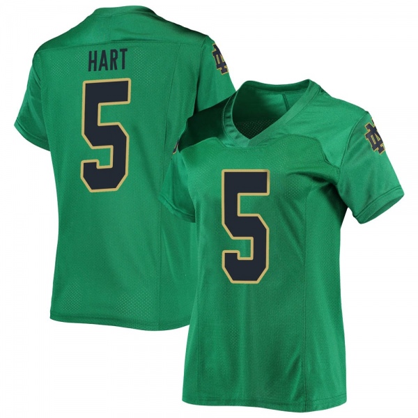 Cam Hart Notre Dame Fighting Irish NCAA Women's #5 Green Replica College Stitched Football Jersey XFM3255YV